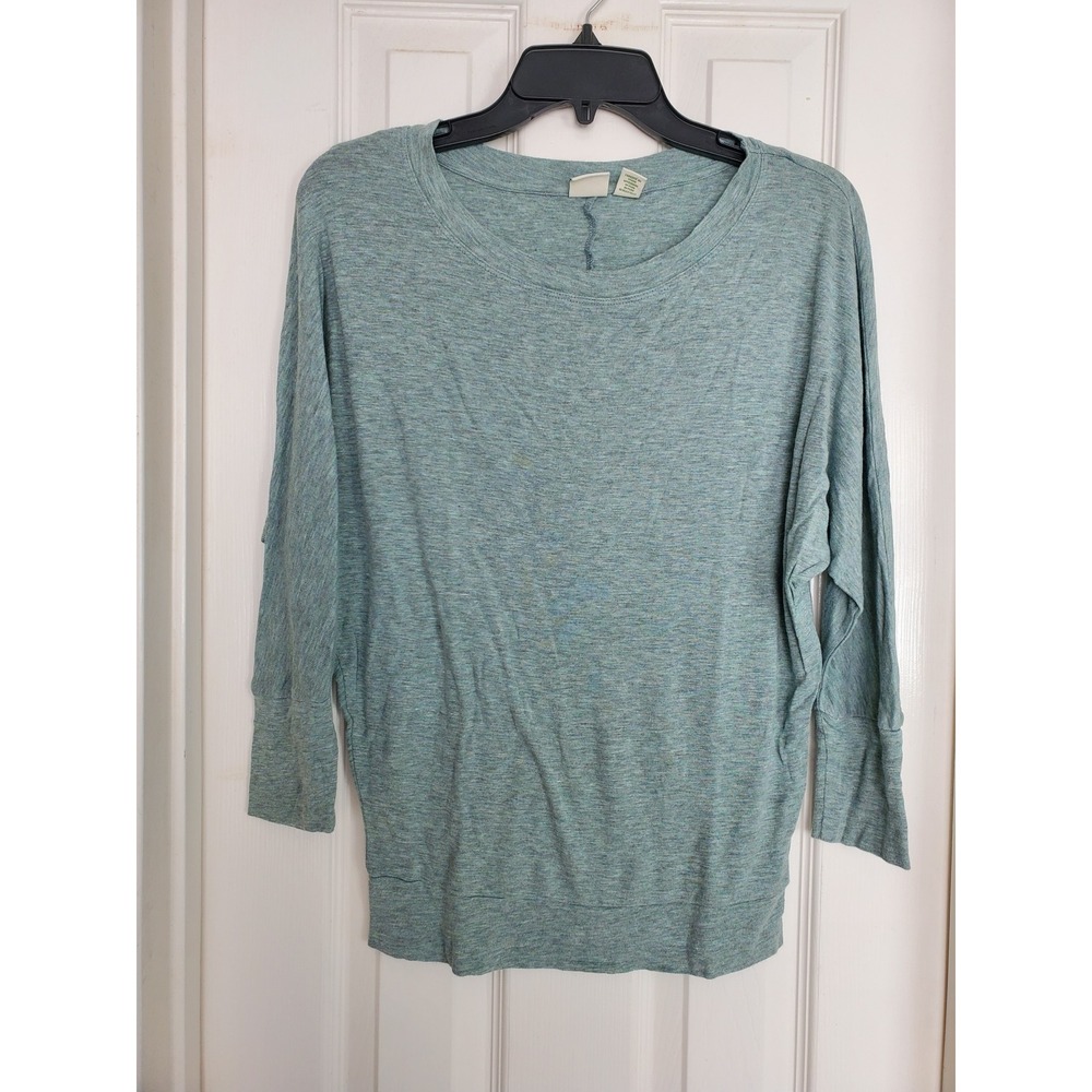 Lucy & Laurel Top Green Teal Batwing Dolman Sleeve Knit Casual Soft Medium